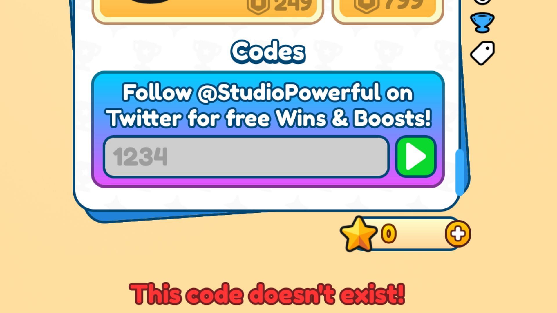 Head Punch Simulator invalid code issue (Image via Roblox)